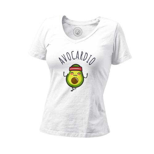 T-Shirt Femme Col V Avocardio Jeux De Mots Sport Nourriture Avocat
