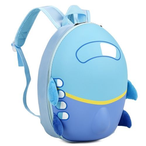 Sac d'école de maternelle pour enfants, petit avion, sac à dos imperméable et respirant, sac à dos en coquille d'?uf bleu