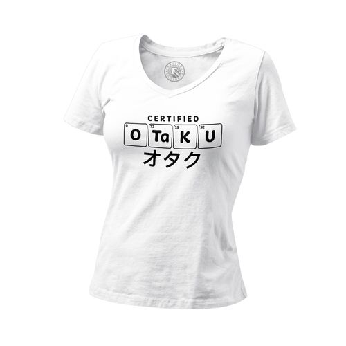 T-Shirt Femme Col V Certified Otaku Japon Asie Culture Manga Anime
