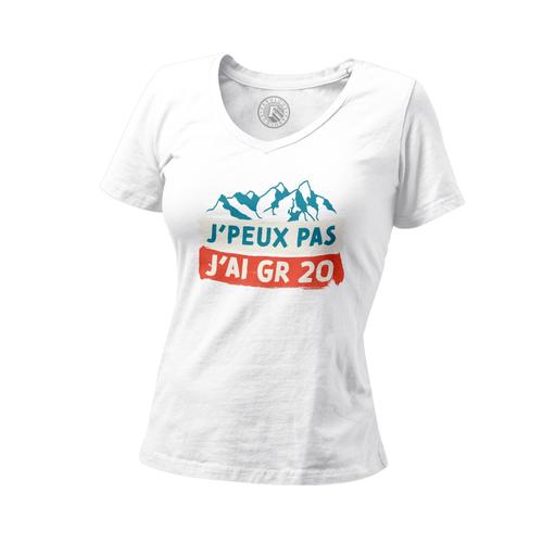 T-Shirt Femme Col V J'peux Pas J'ai Gr 20 Randonnée France Corse Montagne