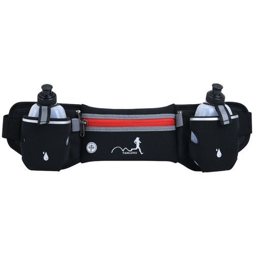 Tanluhu Sports De Plein Air Course À Pied Sac De Taille Marathon De Fond Sac De Téléphone Portable Extensible Avec Bouteille D'eau Rouge