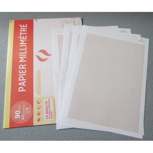 Huit Feuilles De Papier Millimétré Canson 90g/M² Format A4 (21x29.7cm) Dans La Pochette D'origine Incomplète