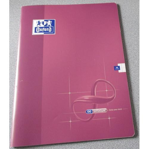 Cahier Oxford Infinium 96 Pages - 24x32cm Grands Carreaux - Optik Paper 90g - Couverture Indéchirable Violet 2 Tons