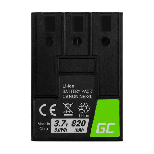 Green Cell® NB-3L NB3L Batterie pour Appareil Photo Canon Canon PowerShot SD550 SD10 SD100 SD110 SD20 SD500 Digital IXUS IXY Full Decoded (Li-ION Cells 820mAh 3.7V)