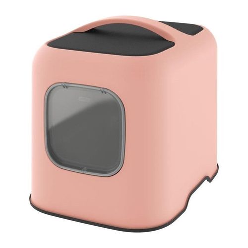 Rotho - Maison Toilette Pour Chat 57 X 39 X 40 Cm - Bac A Litiere - Rose