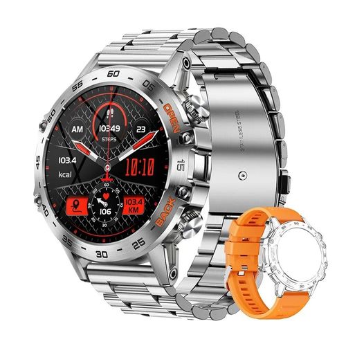Anda-Montre Intelligente Étanche Ip67 Pour Homme,Montre Intelligente De Sport,Tracker De Fitness,Appel Bluetooth,Tiroir En Acier,Android,Ios,K52,1.39"" - Type Steel Silve