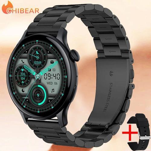 2024 Bluetooth Appel Femmes Montre Intelligente Amoled Full Touch Fitness Ip68 Imperméable Hommes Smartwatch Dame Horloge + Boîte Pour Android Ios - Type Steel Strip Black