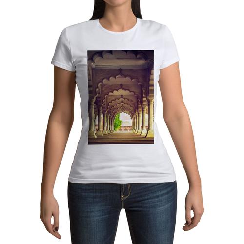 T-Shirt Femme Col Rond Fort Agra Monument Merveille De L'inde Batiment Ancient