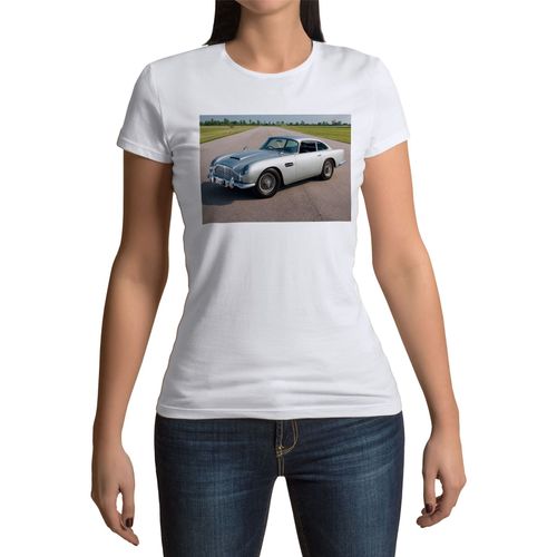 T-Shirt Femme Col Rond Voiture De Sport Ancienne James Bond Classique
