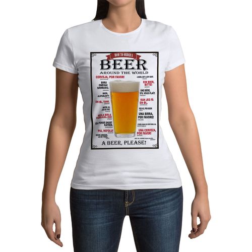 T-Shirt Femme Col Rond Comment Commander De La Bière Dans Le Monde