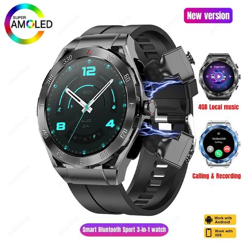 Montre Intelligente Amoled Pour Homme Et Femme,Traqueur Gps,Lecture De Musique Locale,Hd,Statique,Appel 3 En 1,Huawei,Xiaomi,4 Go,2024 - Type Black-1.43 Inch