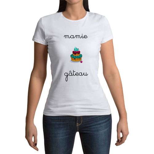 T-Shirt Femme Col Rond Mamie Gateau Grand Mere Douceur Super Mamie