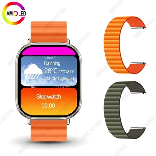 Montre Connectée Hk9 Ultra2 Amoled Pour Hommes,Gpt,Boussole,Ndavid,2 Go,Dean,Contrôle Gestuel,Fitness,Android,Ios,2024 - Type Orange Alpine 2pcs B