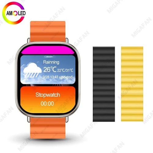 Montre Connectée Hk9 Ultra2 Amoled Pour Hommes,Gpt,Boussole,Ndavid,2 Go,Dean,Contrôle Gestuel,Fitness,Android,Ios,2024 - Type Orange Ocean 2pcs B