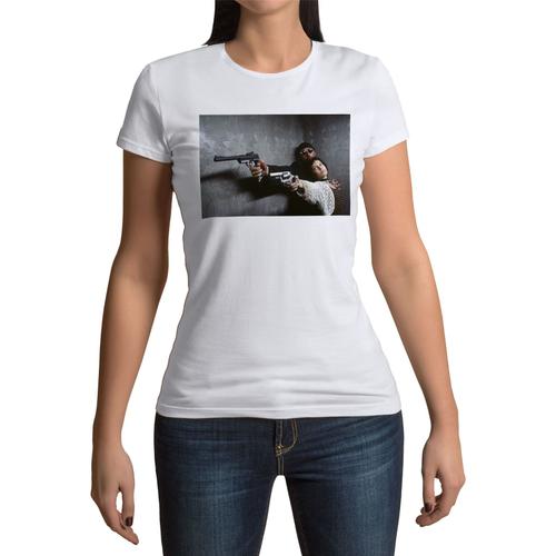 T-Shirt Femme Col Rond Nathalie Portman Jean Reno Leon Tueur A Gage Guns Cinema