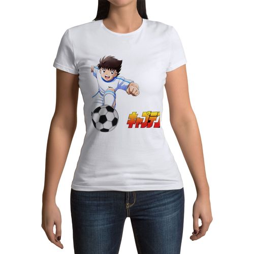 T-Shirt Femme Col Rond Olive Et Tom Captain Tsubasa Manga Cartoon Nouveau Football