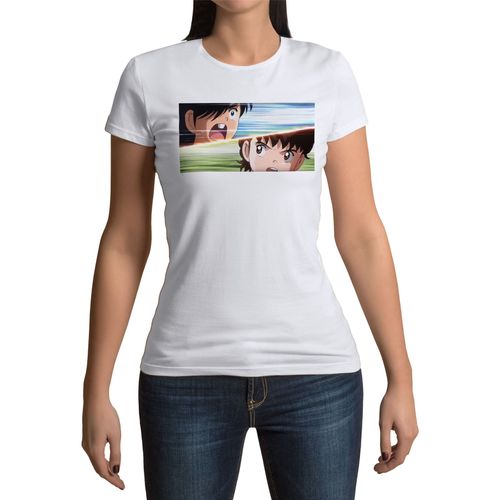 T-Shirt Femme Col Rond Olive Et Tom Captain Tsubasa Manga Cartoon Japon Foot