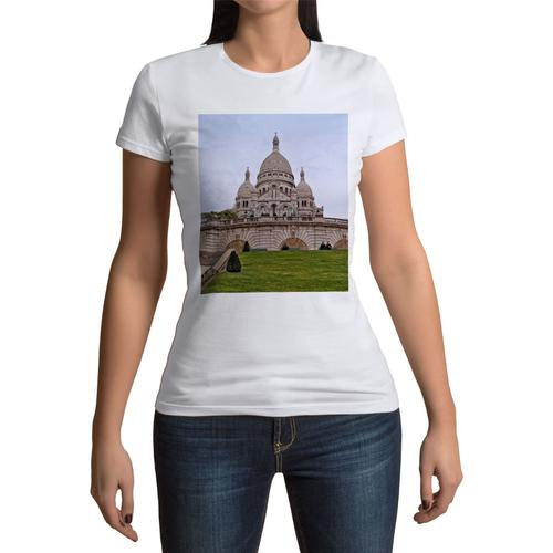 T-Shirt Femme Col Rond Basilique Sacre Coeur Paris Monument Architecture Eglise France