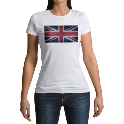 T-Shirt Femme Col Rond Drapeau Royaume Unis Uk Unis Football Sport Equipe National Usa