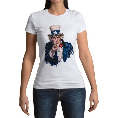T-Shirt Femme Col Rond Uncle Sam Us Army Etats Unis Guerre Du Vietnam 70's