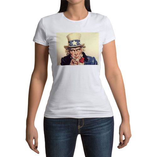 T-Shirt Femme Col Rond Uncle Sam Us Army Etats Unis Guerre Du Vietnam 70's Vintage