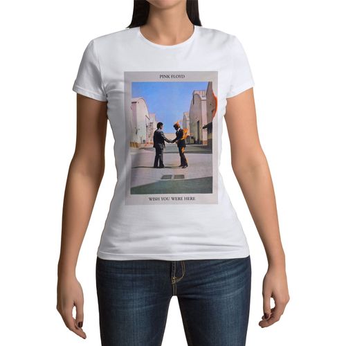T-Shirt Femme Col Rond Pink Floyd Wish You Were Here Album Cover Rock 70's
