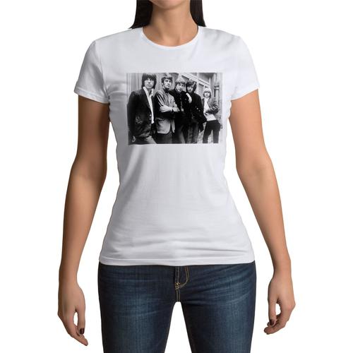 T-Shirt Femme Col Rond The Yardbirds Photo Vintage Eric Clapton Jimmy Page Rock 70's