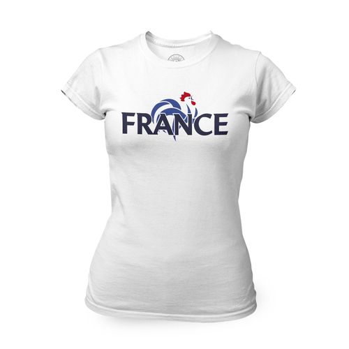 T-Shirt Femme Col Rond France Equipe Nationale Sport Foot Ballon