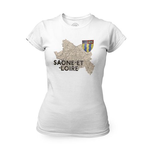 T-Shirt Femme Col Rond Saone Et Loire 71 Departement Macon Carte Ancienne