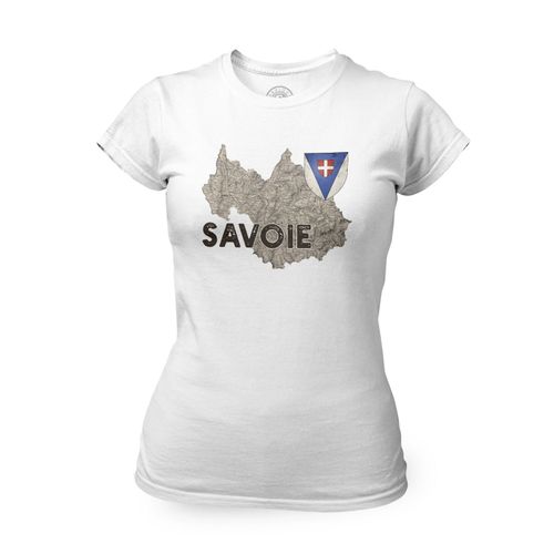 T-Shirt Femme Col Rond Savoie 73 Departement Chambery Carte Ancienne Alpes