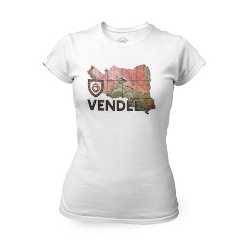 T-Shirt Femme Col Rond Vendée 85 Departement La Roche Sur Yon Carte Ancienne