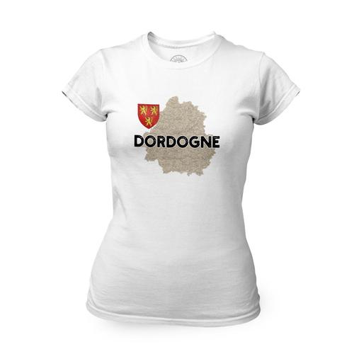 T-Shirt Femme Col Rond Dordogne 24 Département Périgueux Carte Ancienne Rare