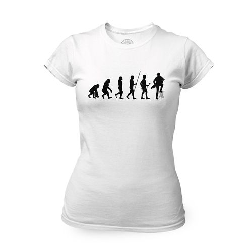 T-Shirt Femme Col Rond Evolution Vielle À Roue Musique Instrument Musicien