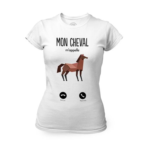 T-Shirt Femme Col Rond Mon Cheval M'appelle Animaux Passion
