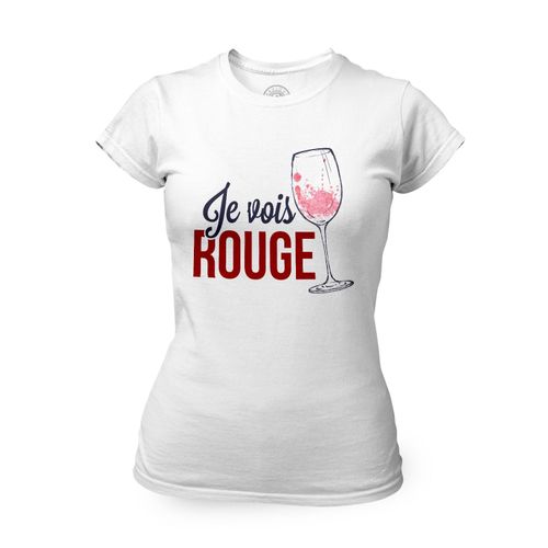 T-Shirt Femme Col Rond Je Vois Rouge Humour Vin Jeu De Mot