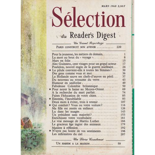 Selection Du Reader S Digest Mars 1968 Poseidon . La Pilule . Moyen Orient . Einstein . Luther