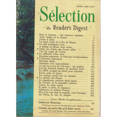 Selection Du Reader S Digest Avril 1968. Le Defi Strategique Russe . Karla Sherlock Holmes .