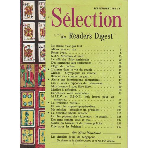 Selection Du Reader S Digest Septembre 1968 . Rome . Mexico M I R V Et S B O F