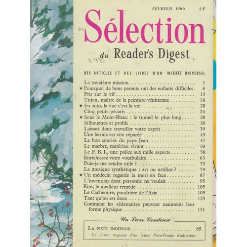 Selection Du Reader S Digest Fevrier 1966 . Titien . Mont Blanc . F B I . Cachemire . Piste Indienne