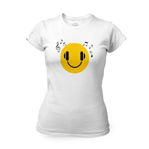 T-Shirt Femme Col Rond Smiley Musique Musicien Instrument Note