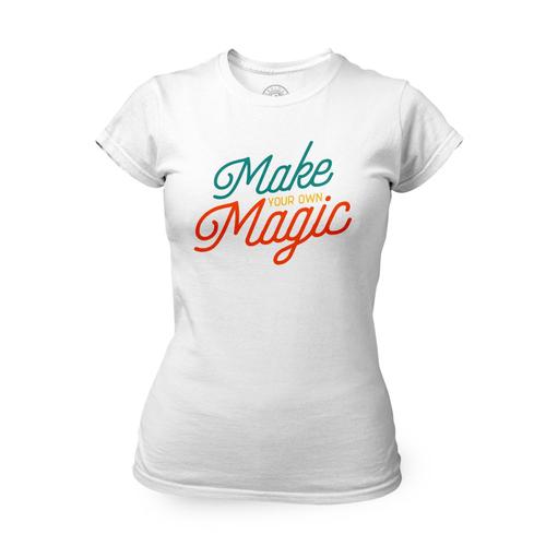 T-Shirt Femme Col Rond Make Your Own Magic Vintage 70's Retro Typo