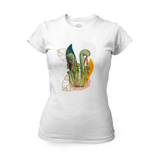 T-Shirt Femme Col Rond Drosera Fleur Tropicale Exotique Jungle