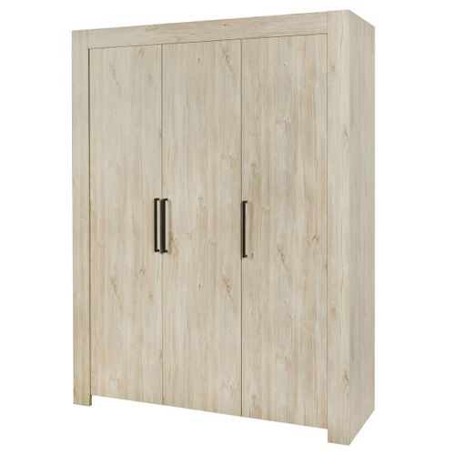 Natural - Armoire 3 Portes 165cm Aspect Bois Clair