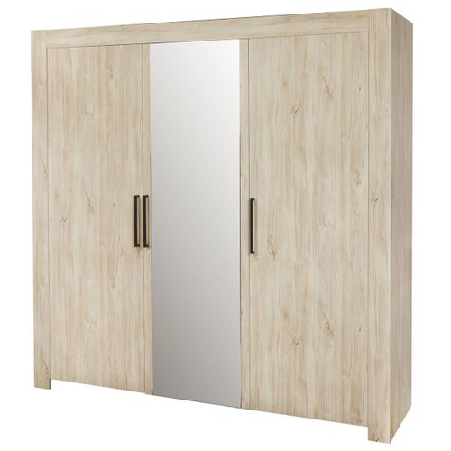 Natural - Armoire 3 Portes 210cm Aspect Bois Clair