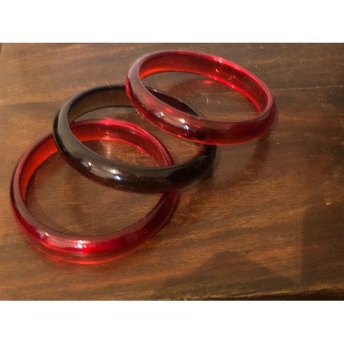 Lot De 3 Bracelets Rouges Et Marron En Plastique