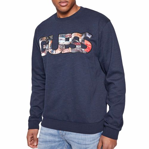 Sweat Guess Big Logo Original Homme Bleu