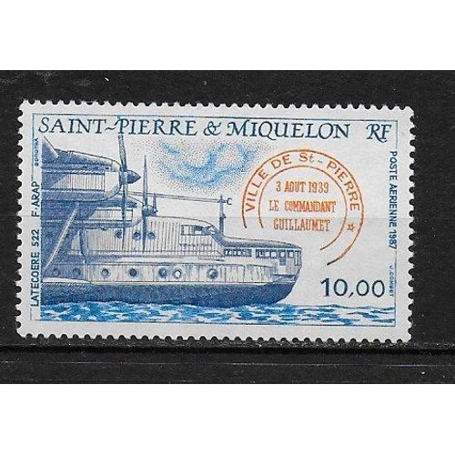 Saint-Pierre-Et-Miquelon Poste Aerienne 1987 : Avion Portant Le Nom De "Ville De Saint-Pierre" - Timbre 10 F. Bleu, Orange Et Violet-Gris Neuf *