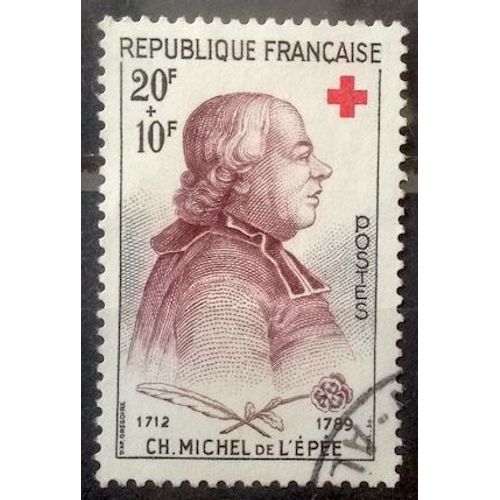 Croix Rouge 1959 - Abbée De L'epée 20f+10f (Très Joli N° 1226) Obl - France Année 1959 - Brn83 - N33093