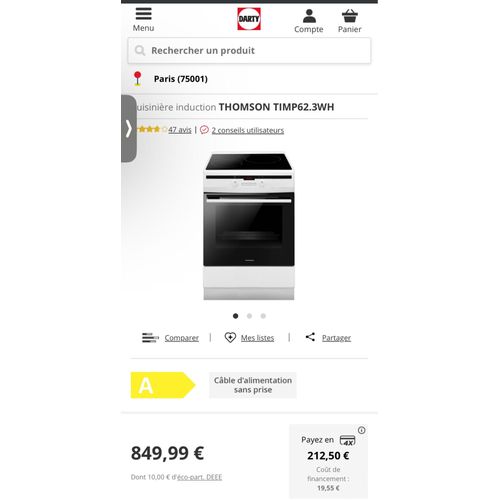 Cuisinière et four Thomson à Induction 