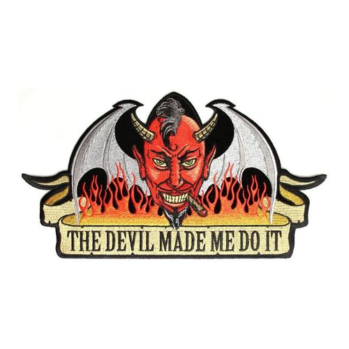 Patch The Devil Made Me Do It 13x7cm Ecusson Thermocollant Diable Rouge